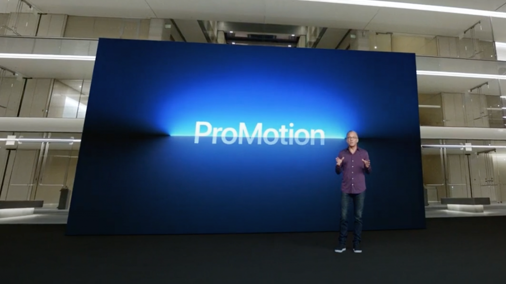 Apple уже несколько лет устанавливает дисплеи ProMotion на различные устройства Этикетка - это маркетинговый термин, обозначающий технологию, которая не