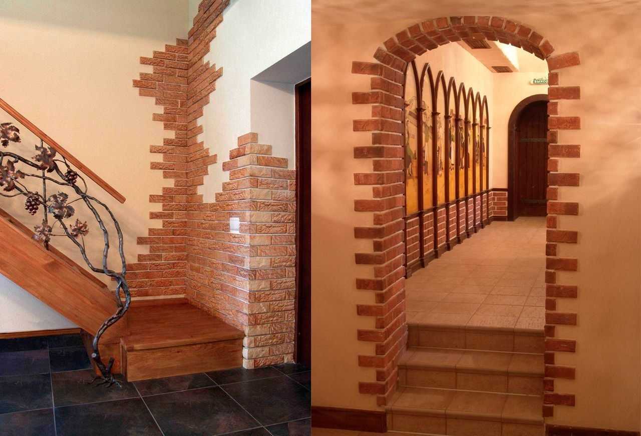 В каких стилях можно оформить арку в квартире из декоративного кирпича - фото интерьеров Применяются ли другие материалы для облицовки