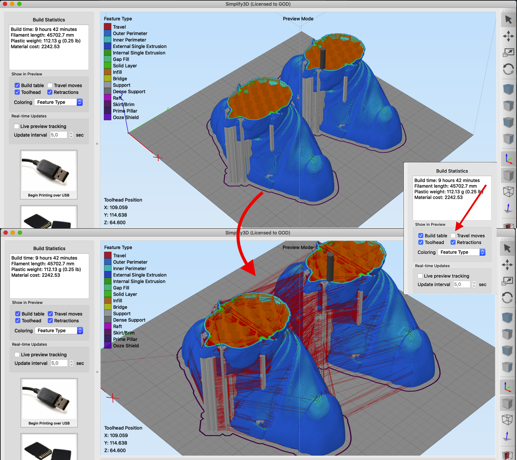 3d инструкции. Simplify 3d Preview Mode.