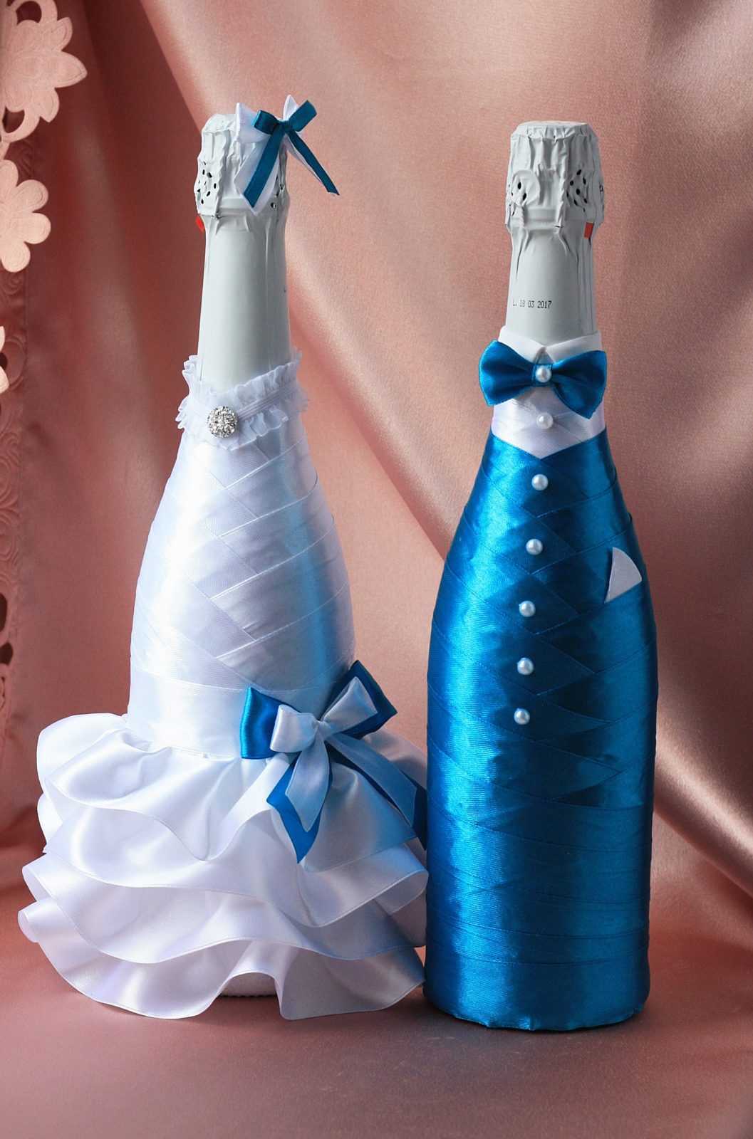 Пошаговая инструкция - как украсить бутылку шампанского лентами для свадьбы Какие инструменты и материалы нужно подготовить для оформления