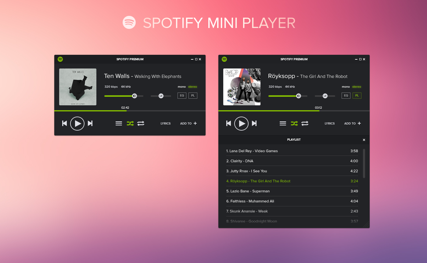 Spotify Интерфейс Player